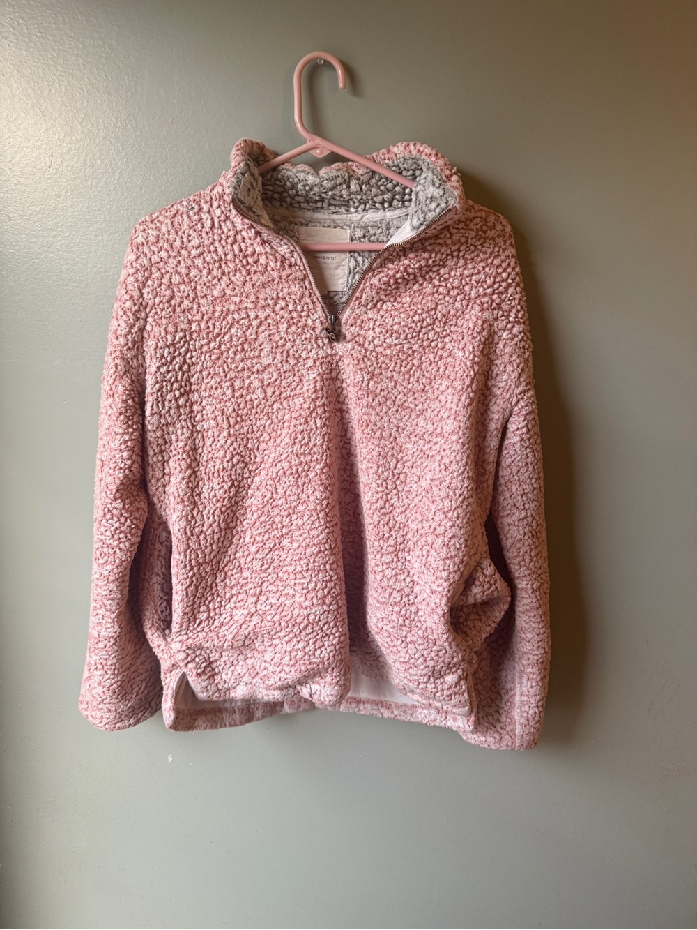 Thread & Supply Pink Sherpa Quarter Zip Pullover Fleece Cozy Size Small